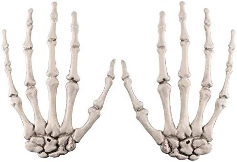 41aVQ5C2POL._AC_ Hosfairy 1 Pair Halloween Skeleton Hands Plastic Hand Skeleton Model for Halloween Decoration Terror Spooky Props (As Picture)