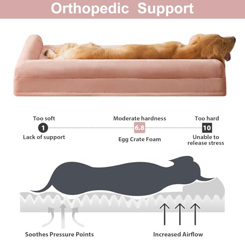 BFPETHOME Dog Beds for Large Dogs, Orthopedic Dog Bed for Medium Large Dogs,Big Waterproof Couch Pet Bed with Removable Washable Cover