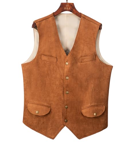 Bylunta Men'S Cowboy Suede Vest Western Casual Cowhide Suede Vest For Men thumb #2