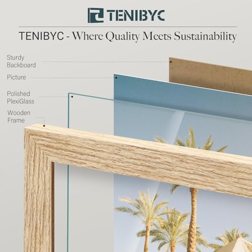 TENIBYC 24x36 Oak Wood Frame for Poster - 3 Pack, Natural Solid Wood Picture Frame, Wall Gallery Frame - Image 4
