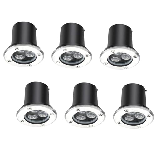 QICBYING Projecteurs LED De Jardin Au Sol De 3W - Éclairage Souterrain À LED, Spot Encastré Rond, Luminaires Extérieurs Enterrés en Acier Inoxydable Étanches IP67, pour Allée(Yellow,3W-DC24V)