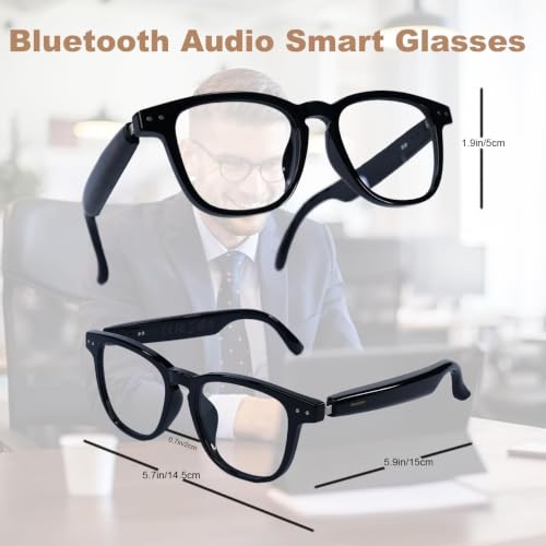 Image of AI Smart Glasses, Anti Blue Light Bluetooth Translation Glasses with 164 Hands-Free Calls & Audio Multifunctional Smart Sunglasses for Men Women Travel Trade Business (KL01-Black-Color-Change-Lens)