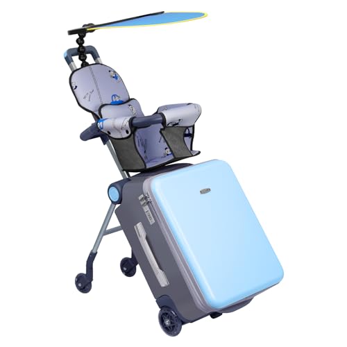Image of LemoHome Expandable Luggage with Spinner Wheels,Large Suitcases with Child Seat Design,Hard Luggage for Women and Men,20 inch Hardside Carry on Luggage for Travel (Blue visor)