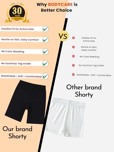 Image of BODYCARE Girls Cycling Shorts | 100% Cotton Stylish, Comfortable & Durable Shorts for Girls | Pack of 3