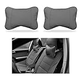 DXNQ 2PCS Car Neck Pillow, Soft Leather Headrest Pillow for Car Support Neck, Breathable Ergonomic Neck Support Relief Cushion for Driving with Adjustable Strap, Universal Car Accessories (Gray)