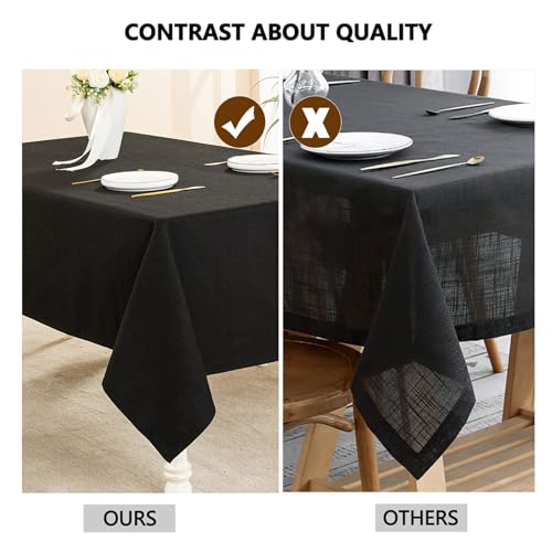 WAITER TREE Table Cloth Rectangle Table Cover 71x55 Inches Faux Linen Wrinkle Free and Waterproof Graduation Rectangle Indoor Outdoor Black Tablecloth for Party Wedding by WAITER TREE - Used condition - Image 4