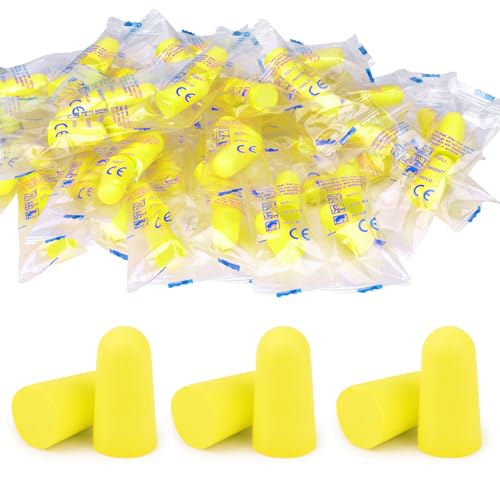 30 Pairs Ultra Soft Foam Ear Plugs, 38dB SNR Noise Reduction Earplugs for Sleeping Hearing Protection Travel Study Concentration Construction Site (Yellow, One Size)