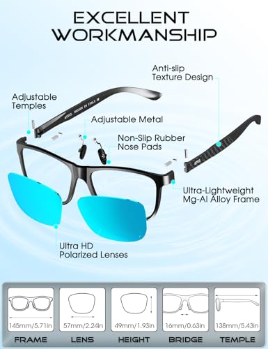 ATTCL Polarised Sunglasses Mens for Driving: UV400 Protection Square Shades AL-MG Metal Frame HD TAC Lens Hiking Travel - Image 6