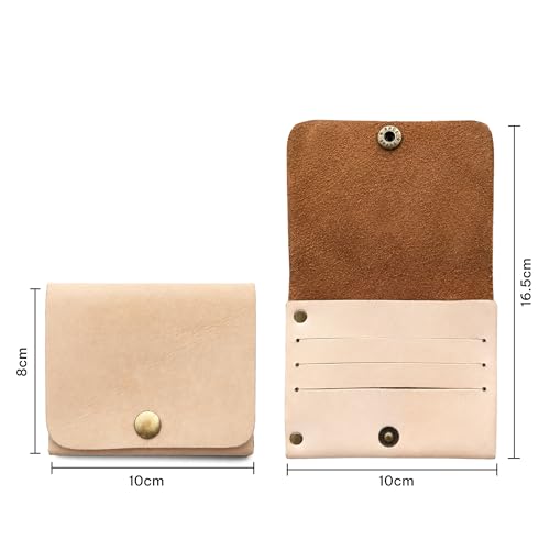 Image of Strutt Crushed Textured Genuine Leather Batua Wallet for Men & Women | Handcrafted Smooth Beige Leather Cash & Card Holder | Snap Button Closure | Compact Ethnic Money Pouch