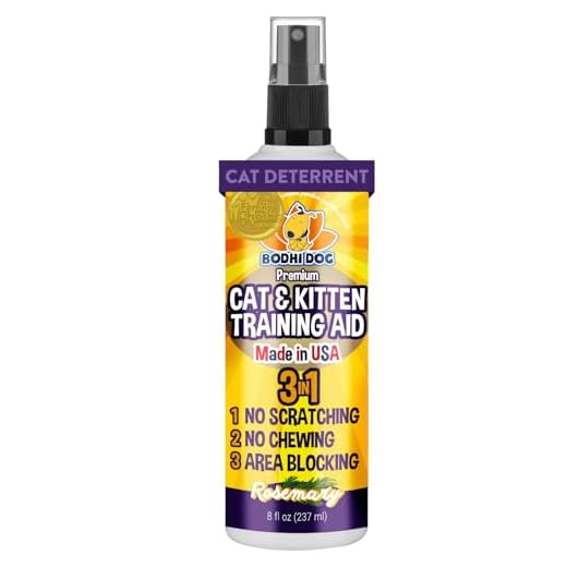 3-in-1 Cat & Kitten Training Aid with Bitter | Cat Training Spray for Indoor and Outdoor Use | Anti Scratch Furniture Protector | Establish Boundaries & Keep Cat Off | Made in The USA (8oz)