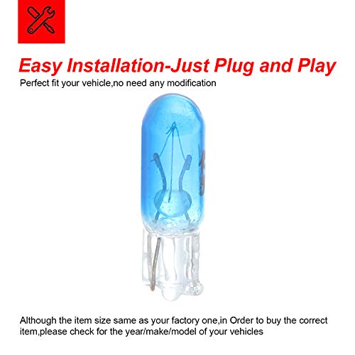 Cciyu 20 Pack Blue T5 17 86 206 Halogen Light Bulb Instrument Cluster Gauge Dash Lamp 12V #TOP4