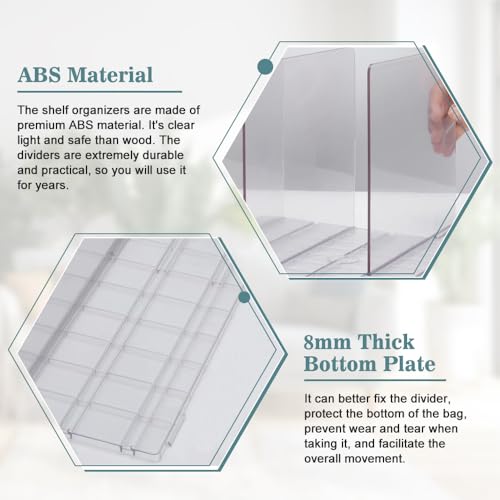 ADERTOS Schrankregaltrenner Organizer ABS Regaltrenner Schrankregalteiler für Handtasche Abnehmbarer und Verstellbarer Abstand Regalteiler Trennwand für Tasche Kleindung Schlafzimmer Küche Schränke