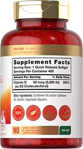 Carlyle Vitamin D3 2000 Iu Softgels | 400 Count | Non-Gmo, Gluten Free Formula | 50 Mcg | Vitamin D Supplement #TOP1