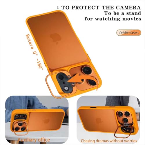 No Back Bumper Case with Stand for iPhone 17 Pro Compatible with MagSafe, Built-in Camera Stash Kickstand, Backless Design Edge Frame Fast Heat Dissipation Slim Thin for iPhone 17 Pro (Orange) by condgood - Used condition - Image 3
