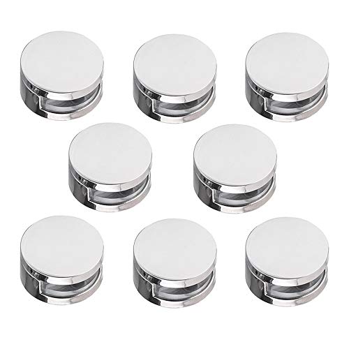 Gobesty Abrazaderas de vidrio, 8 piezas Clip de soporte de montaje de soporte de acristalamiento de balaustrada de 4-7 mm para pared, poste, acero, redondo, plata