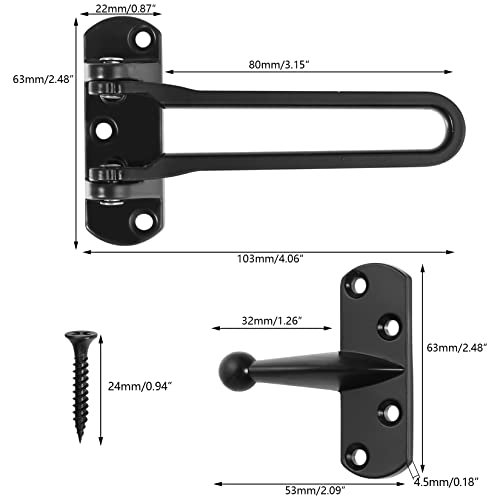 Topbuti Home Security Door Lock, 2 Pack Latch Guard Clasp Front Door Locks for Kids, Home Reinforcement Lock for Swing-in Doors, Hotel Door Latches, Thicken Solid Aluminium Alloy (Black) by Topbuti - Used condition - Image 2