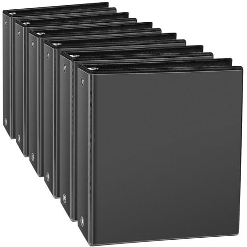 CIXILDTS 2 3 Ring Binder Standard 2-inch Round Ring Binder Fit Letter Size Paper Presentation View Binders Black 6-Pack