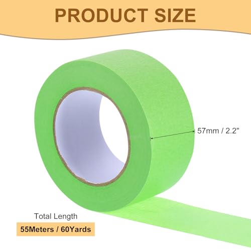 Image of Masking Tape Green Painters Tape Paper Tape [for Crafts DIY Walls Painting Packing Automotive Home Decoration Teaching]- 2.2 Inch x 60 Yards /1 Roll