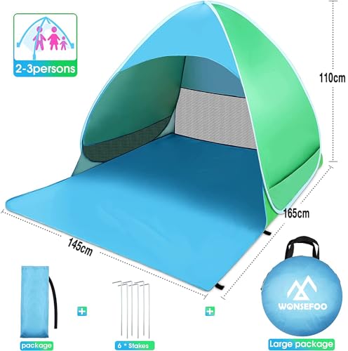 WONSEFOO Portable Instant Automatic Pop Up Beach Tent - Lightweight, Sun Shelter, UV Protection, Waterproof Windproof, Perfect For Children Family Outdoor Picnic Camping Garden Fishing Traveling - Image 4