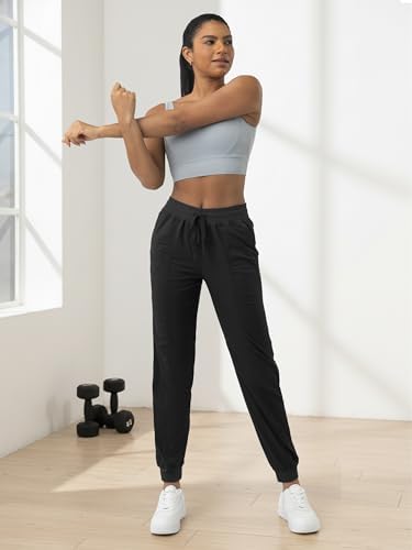 Tallemon Women's 30/32/34/36 Tall Inseam Lightweight Workout Joggers Dance Studio Track Athletic Running Casual Pants,Black,L - 2