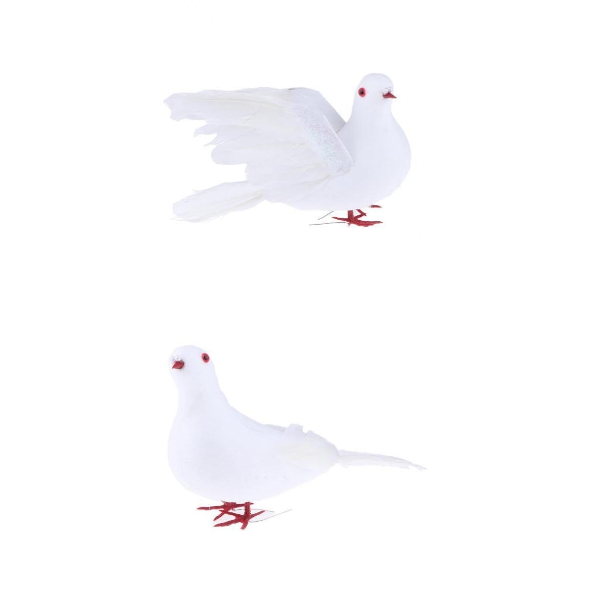 Merishopp 2X Fake Artificial Doves Birds Wedding Decoration Flying Doves-image-23