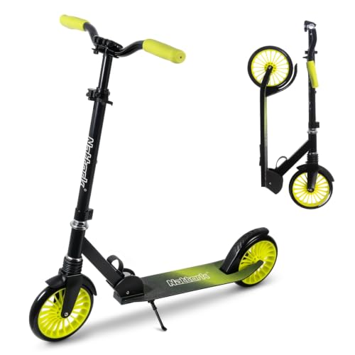 Image of Nattork Kick Scooter for Age 6+ Kids Teens Adults, Max Load 240 LBS, Adjustable Height Foldable with 8 inch Large Wheels, Anti-Shock Suspension