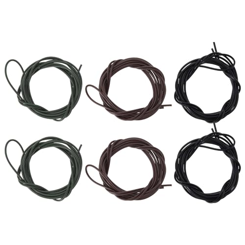 6PCS 2 Meter Tubos de Caucho de Silicona Termorretráctiles para Pesca de Carpa Antienredos en 3 Colores
