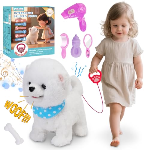 Walking Dog Toys for Kids, Mehani Electronic Interactive Toys Dog for 3 4 5 6 Year Old Girls and Boys, Repeating/Barking/Tail Wagging, Plush Toy Realistic Puppy,Gifts for Toddlers, Christmas, Birthday