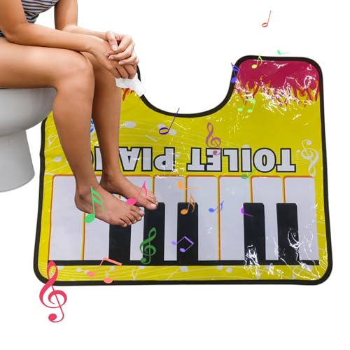 Holdes Badematte rutschfest WC Vorleger Mit Ausschnitt, Badematte WC Vorleger Badteppich Fußmatte Flur, Klavier Bodenmatte Toilette, Lustige Toiletten Klaviermatte, 59x48cm