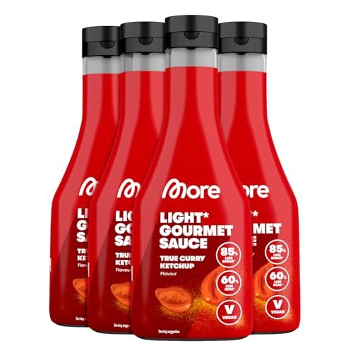 MORE Light Gourmet Sauce, 4 x 285ml - True Curry Ketchup, kalorienreduzierte Soße, ohne Zuckerzusatz und unnötigem Fett