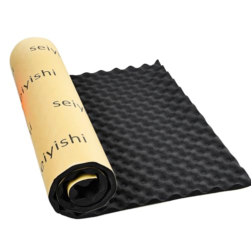 seiyishi 断熱マット フォーム製 200cm*50cm 厚さ10mm 車用 防音マット 車用断熱マット デッドニング 制振シート 断熱材 防音材 吸音材 遮音 自動車用断熱フォーム 熱反射 吸音 防音 遮音防音材料 ブラック