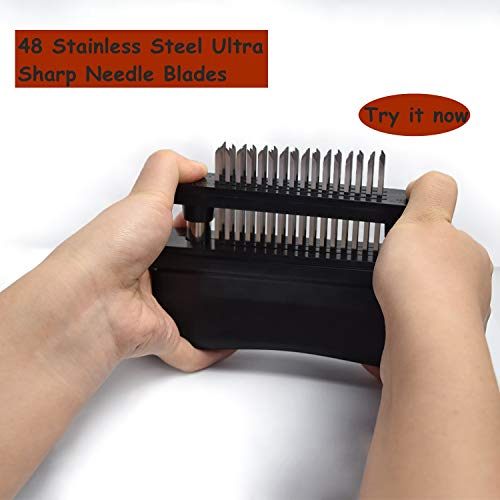 MySit Meat Tenderizers with 48 Stainless Steel Ultra Sharp Needle Blades, Meat and Poultry Tenderizer Needler Kitchen Tool with Cleaning Brush for Tenderizing Beef, Chicken, Steak, Pork, Fish - Thumbnail 7