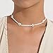 Tiande Daisy Flower Boho Coloful Beaded Choker Necklace for Women Handmade Cute Necklace Seed Beads Summer Beach Collar Clavicle Choker Necklace (White)