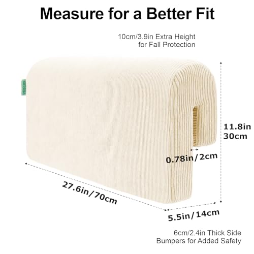 Image of Bed Bumpers for Toddlers, 2.3 Ft Toddler Bed Rail Bumper Protector for Loft Beds & Bunk Beds, Premium Soft Memory Foam Bed Guardrail, Anti-Bump | Fall Prevention, Size 27.6 Inch, Beige