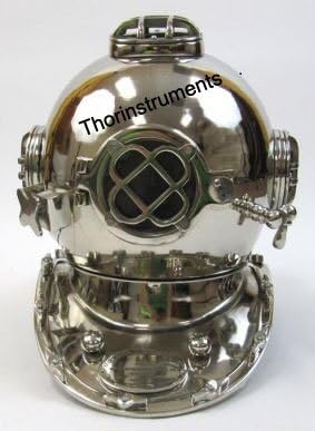 Divers Helmet in Chrome Finish Mark-V Diving 18" Replica Helmets Rustic Vintage Home Decor Gifts