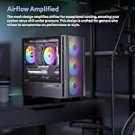 Micro ATX Case, 4 × 120mm ARGB Non-PWM Case Fans Pre-Installed, MATX PC Case, Temper Glass Side Panel, with Type-C, Black, Cypress 3 ARGB - Image 2