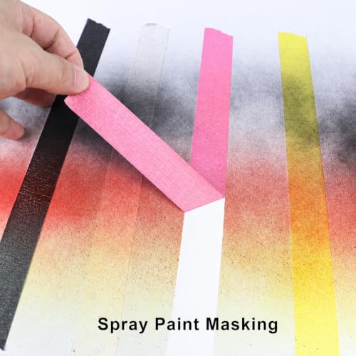 Image of 4 Pack Pink Painters Tape - Masking Tape 0.25 inch, 0.50 inch, 0.75 inch, 1 inch Wide - Multi-Surface, Smart Adhesion, Multi-Size Pack - 360FT Total - Paint Tape for DIY, Labeling, Art, Car (#3910)