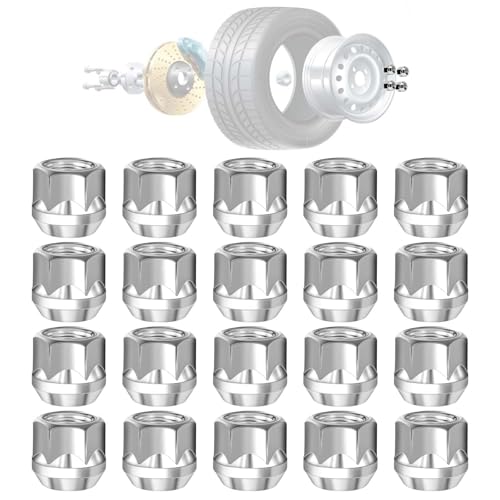 9/16-18 Open End Lug Nuts 20pcs Silver Wheel Lug Nuts with zinc Surface Length of 21mm Fit for 2002-2010 Dodge Ram 1500 2500 3500 2004-2009 Durango 2005-2011 Dakota and More aftermarket Wheels