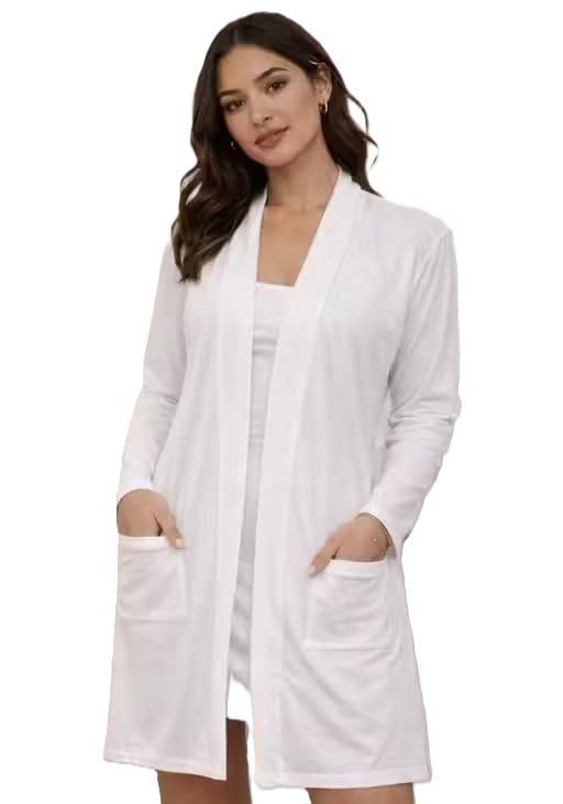 Women Long Cotton Coat Long Sleeve Solid Casual Layering Jacket Elegant Regular Fit White L-image-43