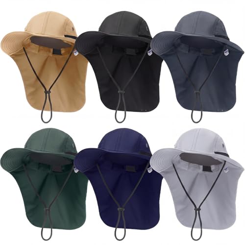 Image of Therwen Sun Hats with Neck Flap for Men Women Unisex Hiking Safari Hat Wide Brim UV Sun Protection Cap for Outdoor
