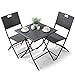 LIFERUN Bistro Gartenmöbel Set 3-teilige, Balkonmöbel Rattan Set, 1 Klapptische und 2PCS Klappstühle, Grau Balkon Set, Balkonmöbel Klappbar, Rattan-Sitzgruppe für Balkon, Terrasse und Garten