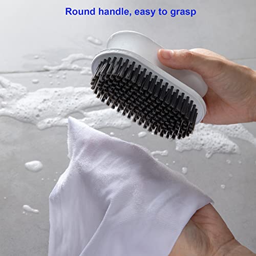 Ganganmax Household Cleaning Scrub Brush Soft Bristle Laundry Brush Shoe Stain Remover Brushes Cleaning Supplies Set Comfort Grip Nylon Brushes for Fabric Clothes Carpet Floor Pack of 2 (White) - Image 2