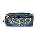 Produktbild Beutel Geldbörse Stift Schreibwaren Tasche Kosmetische Schminktasche Indian Elephant Blue Floral Skull Pencil Case für Student Boy Girl Graduation Zipper