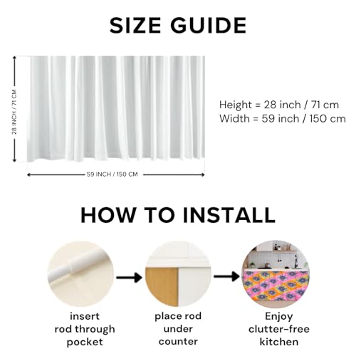 Image of Multipurpose Kitchen Sink Curtain | Under Sink Cabinet Cover Curtain | Waterproof Printed Kitchen Sink Curtain | Home & Kitchen Decor Curtain (Multi Flower, Pack of 1)