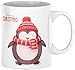 ArtUp.de Tazza di Natale con pinguino, tazza da caffè per Natale, tazza da tè in ceramica bianca, circa 330 ml, lavabile in lavastoviglie, realizzata a mano in Germania