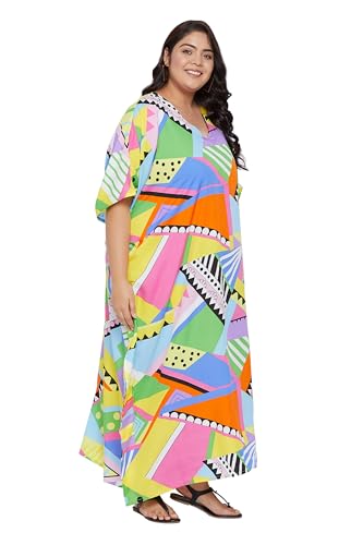 Image of Oussum Women Kaftan Plus Size Polyester Summer Lightweight Caftan Swimsuit Cover Ups Maxi African Mumu Lounge House Dress