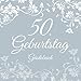 Produktbild 50. Geburtstag Gästebuch: 50 Jahre Geschenkidee - Vintage Album Buch - Zum Eintragen und Ausfüllen von Glückwünschen für das Geburtstagskind - ... Motiv: Weiß Grau Floral Blumen Ornamente