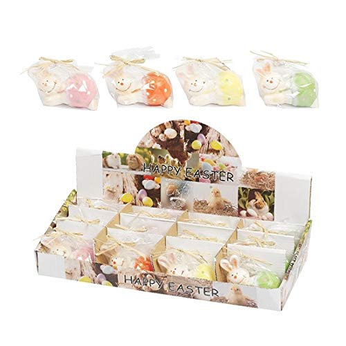 ArtiCasa vela de coelho de Páscoa, 7 x 4 cm, 35 g de cera, 1 de 4 variantes, em folha com laço