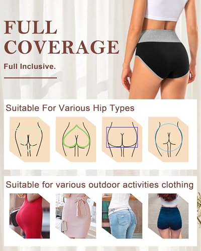 High Waisted Underwear Womens Cotton Soft Breathable Briefs Ladies Panties Multipack (Regular & Plus Size)4
