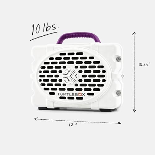 Image of Turtlebox Original Gen 3: Portable Outdoor Bluetooth Speaker - Ultra-Loud (120dB), Waterproof (IP67), Rugged, Impact-Resistant, 3-Day Battery | Party Mode: Unlimited Pairing Stereo, White /Purple